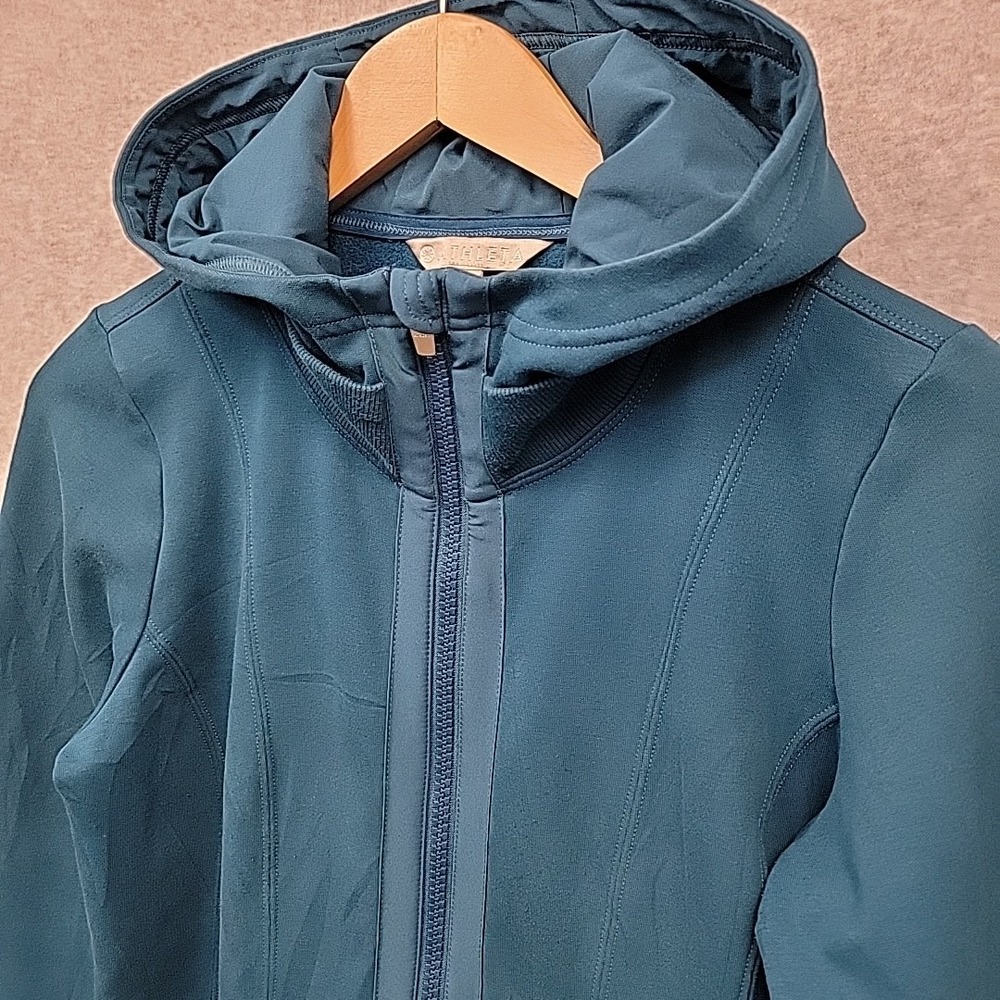 ATHLETA Women's Sz M Fitted‎ Victory Hoodie Full Zip Pockets Athleisure Yoga EUC